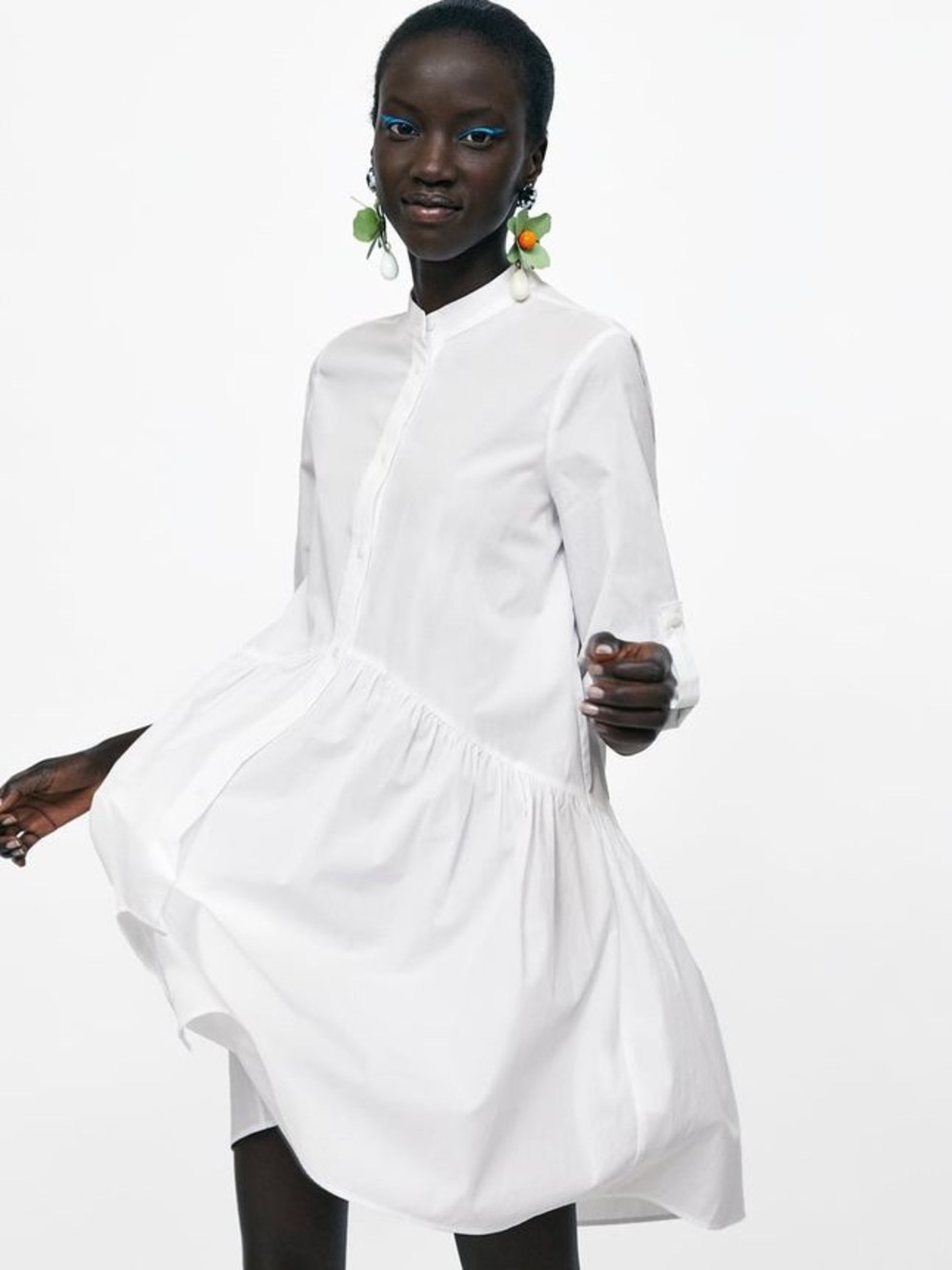 ZARA | White Button-Up Shirt Dress